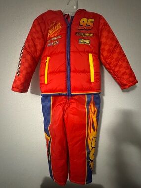 Disney LightningMcQueen Puffer Jacket & Snow Bib overalls 5/6